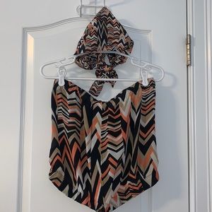 Bebe Silk Strapless Top & Matching Skully Cap